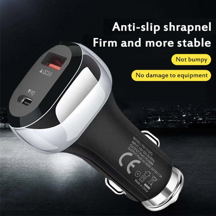 YSY-312PD PD 20W USB-C / Type-C + QC3.0 18W USB Interface 38W High-power Car Charger