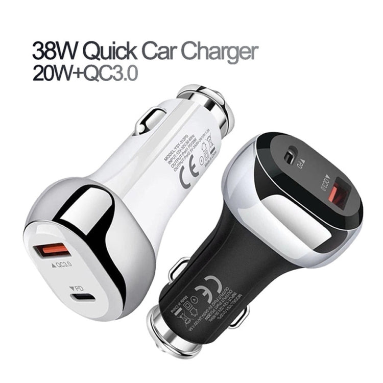 YSY-312PD QC3.0 18W USB + PD 20W USB-C / Type-C Car Charger with USB to Micro USB Data Cable