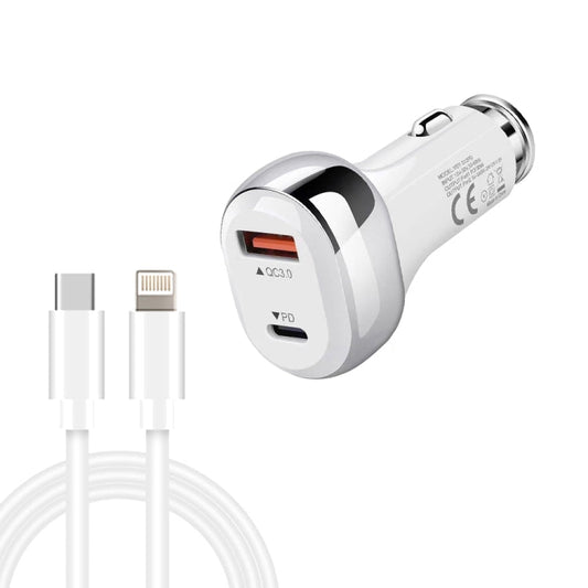 YSY-312PD QC3.0 18W USB + PD 20W USB-C / Type-C Car Charger with Type-C to 8 Pin Data Cable ÎҵÄÉ̵ê