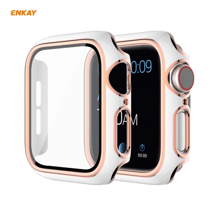 ENKAY Hat-Prince Full Coverage Electroplated PC Case + Tempered Glass Protector for Apple Watch Series 6 / 5 / 4 / SE 40mm