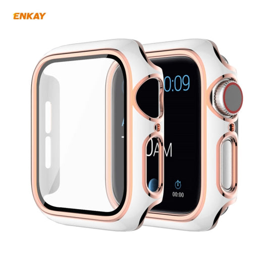 ENKAY Hat-Prince Full Coverage Electroplated PC Case + Tempered Glass Protector for Apple Watch Series 6 / 5 / 4 / SE 40mm