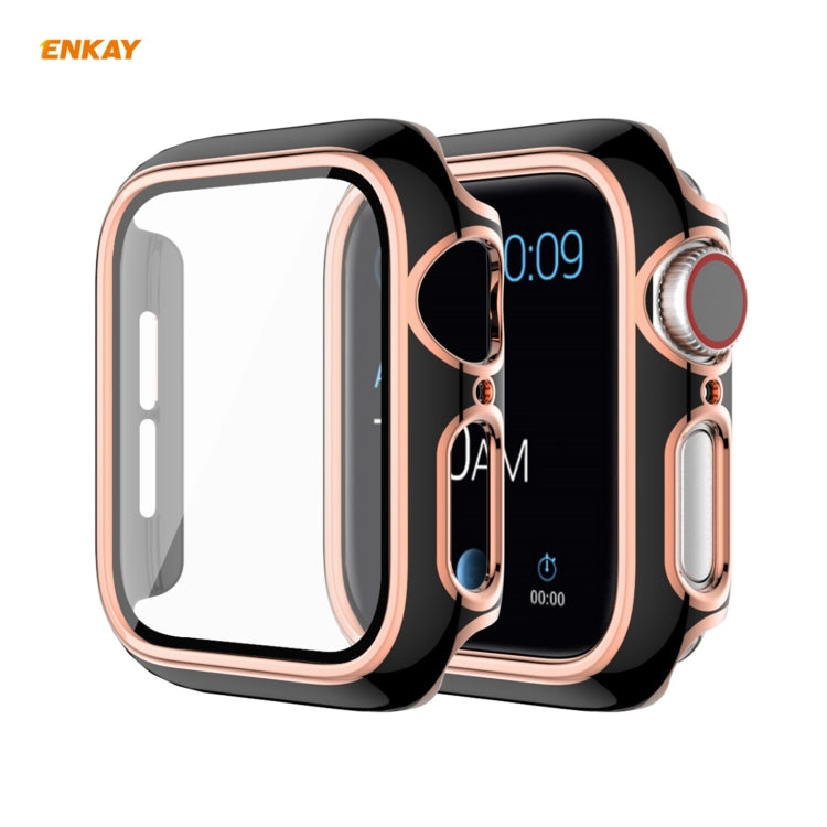 ENKAY Hat-Prince Full Coverage Electroplated PC Case + Tempered Glass Protector for Apple Watch Series 6 / 5 / 4 / SE 40mm