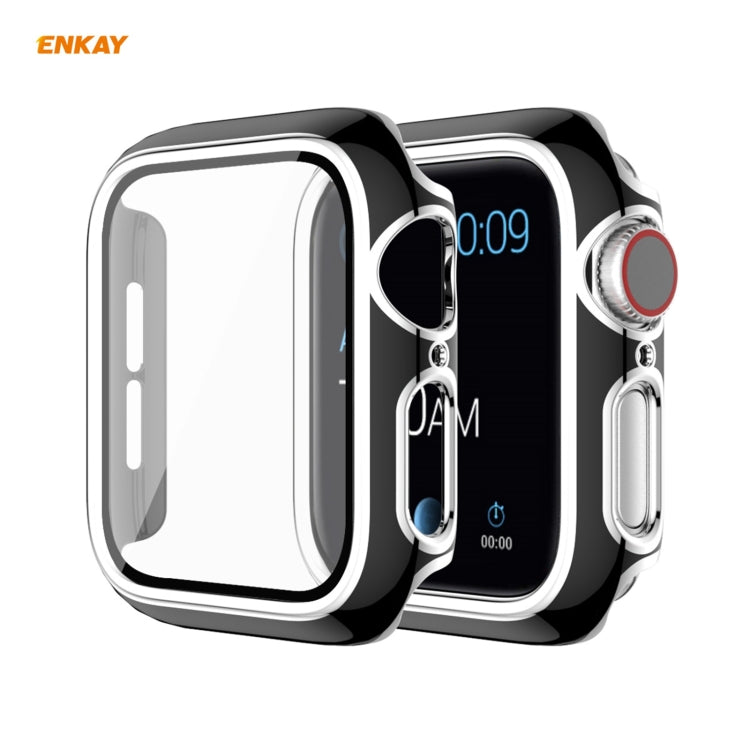 ENKAY Hat-Prince Full Coverage Electroplated PC Case + Tempered Glass Protector for Apple Watch Series 6 / 5 / 4 / SE 40mm