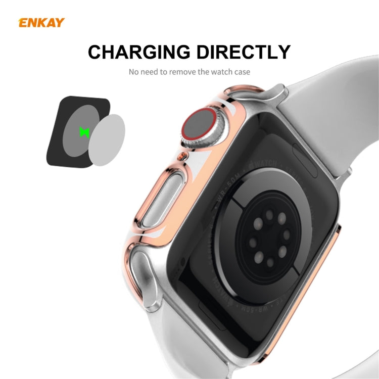 ENKAY Hat-Prince Full Coverage Electroplated PC Case + Tempered Glass Protector for Apple Watch Series 6 / 5 / 4 / SE 40mm