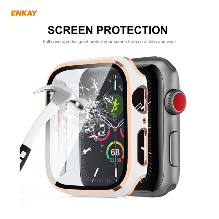 ENKAY Hat-Prince Full Coverage Electroplated PC Case + Tempered Glass Protector for Apple Watch Series 6 / 5 / 4 / SE 40mm