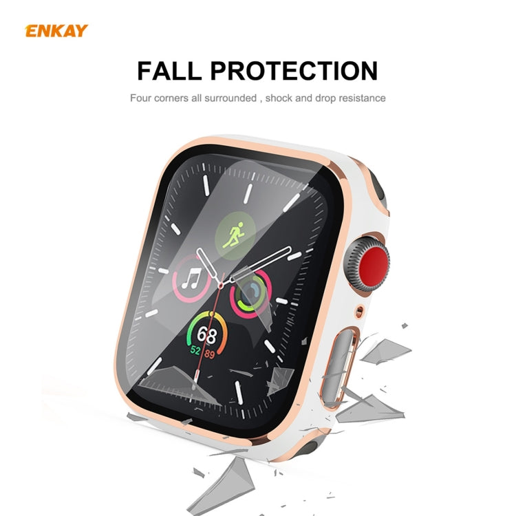 ENKAY Hat-Prince Full Coverage Electroplated PC Case + Tempered Glass Protector for Apple Watch Series 6 / 5 / 4 / SE 40mm