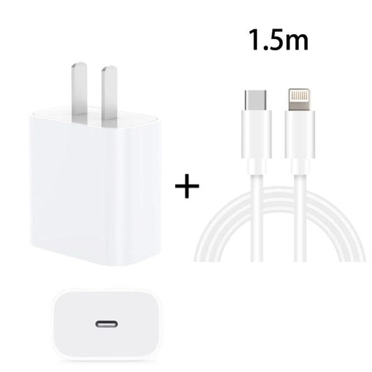 PD 20W Single USB-C / Type-C Port Travel Charger + 3A PD3.0 USB-C / Type-C to 8 Pin Fast Charge Data Cable Set, US Plug