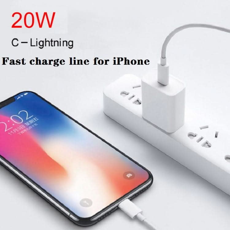 PD 20W Single USB-C / Type-C Port Travel Charger + 3A PD3.0 USB-C / Type-C to 8 Pin Fast Charge Data Cable Set, US Plug