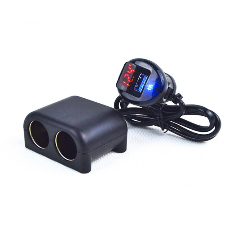 Cigarette Lighter Adapter 2 Socket Cigarette Lighter Splitter with LED Voltage Display USB Car Charger Adapter