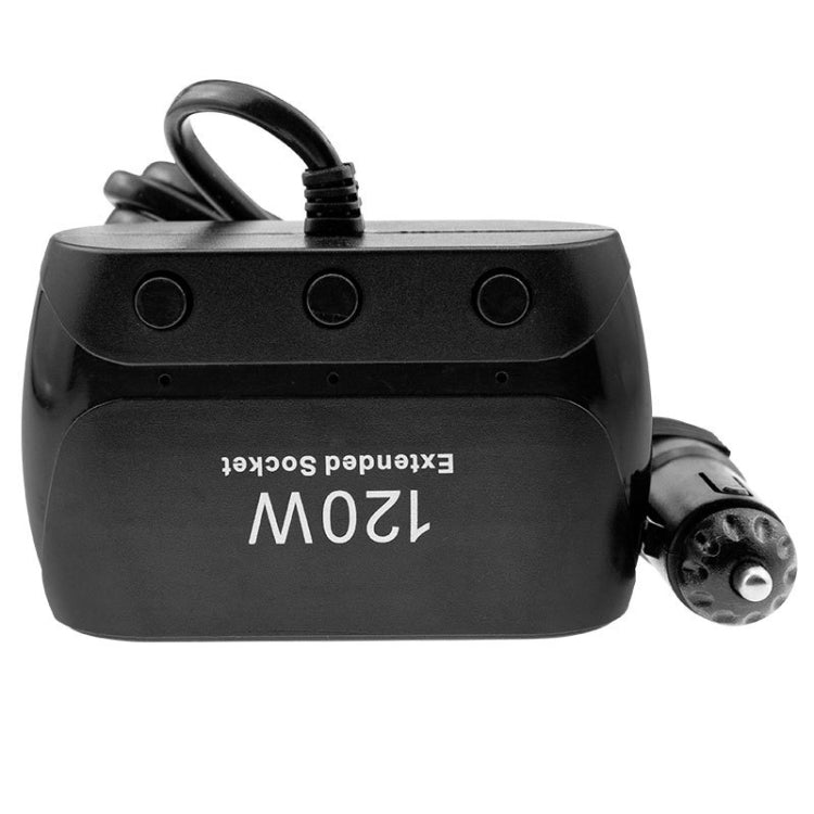 Cigarette Lighter Adapter Splitter 3 Sockets Cigarette Lighter Splitter 12V/24V Power Car Charger