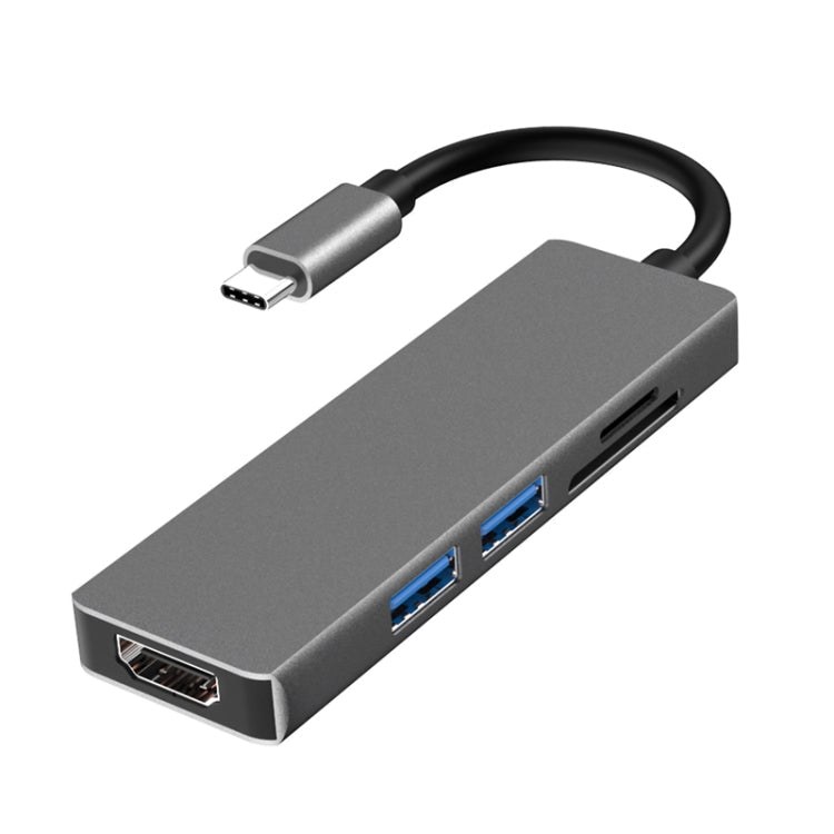 5 in 1 Type-c to HDMI + 2 x USB 3.0 + SD / TF Card Slot HUB Adapter