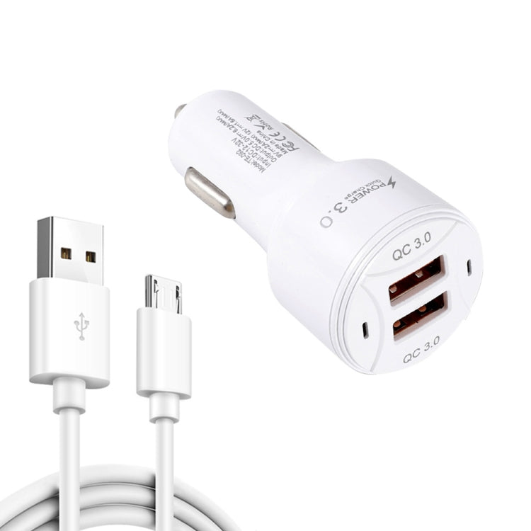 TE-092 36W Dual QC3.0 USB Fast Car Charger + USB to Micro USB Data Cable Set ÎҵÄÉ̵ê