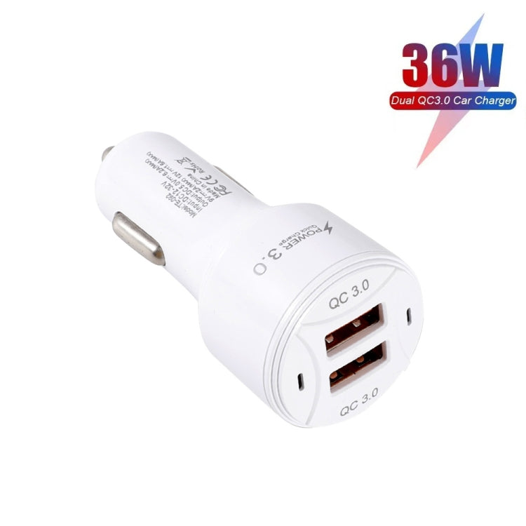 TE-092 36W Dual QC3.0 USB Fast Car Charger + USB to Micro USB Data Cable Set