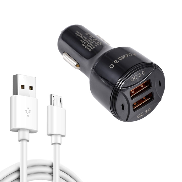 TE-092 36W Dual QC3.0 USB Fast Car Charger + USB to Micro USB Data Cable Set ÎҵÄÉ̵ê