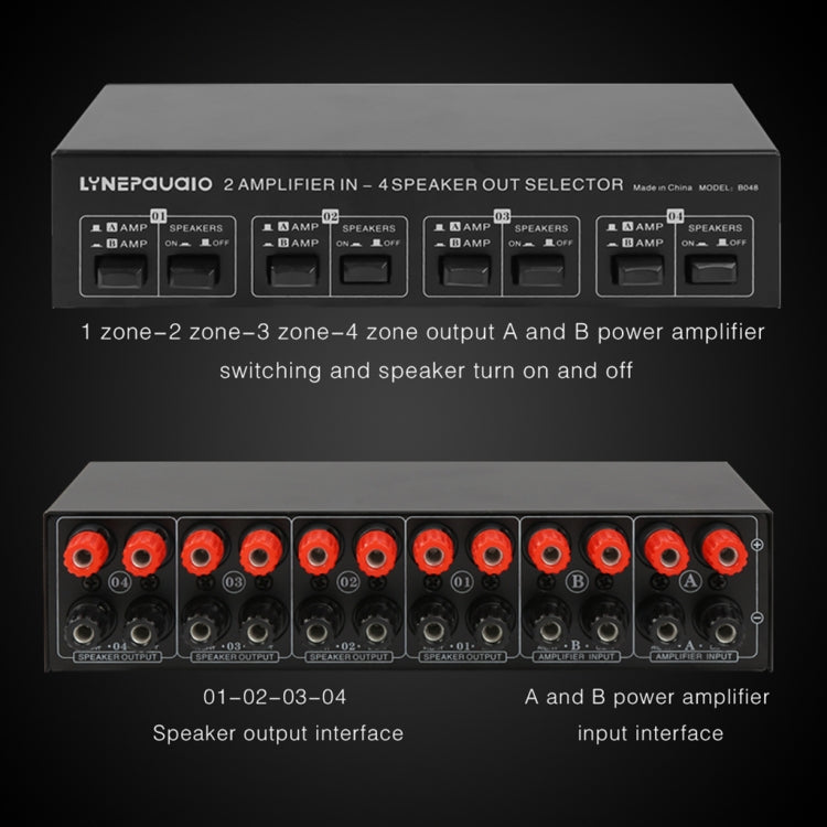 2-in 4-out Power Amplifier Speaker Switcher Splitter Comparator 300W Per Channel Without Loss Of Sound Quality-Reluova