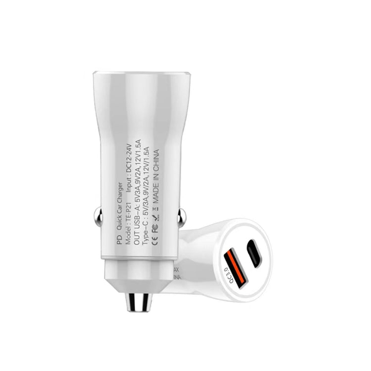 P21 Portable PD 20W + QC 3.0 18W Dual Ports Fast Car Charger