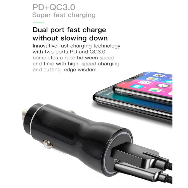 P21 PD 20W USB-C / Type-C + QC3.0 18W USB Fast Car Charger with USB to 8 Pin Data Cable Set ÎҵÄÉ̵ê