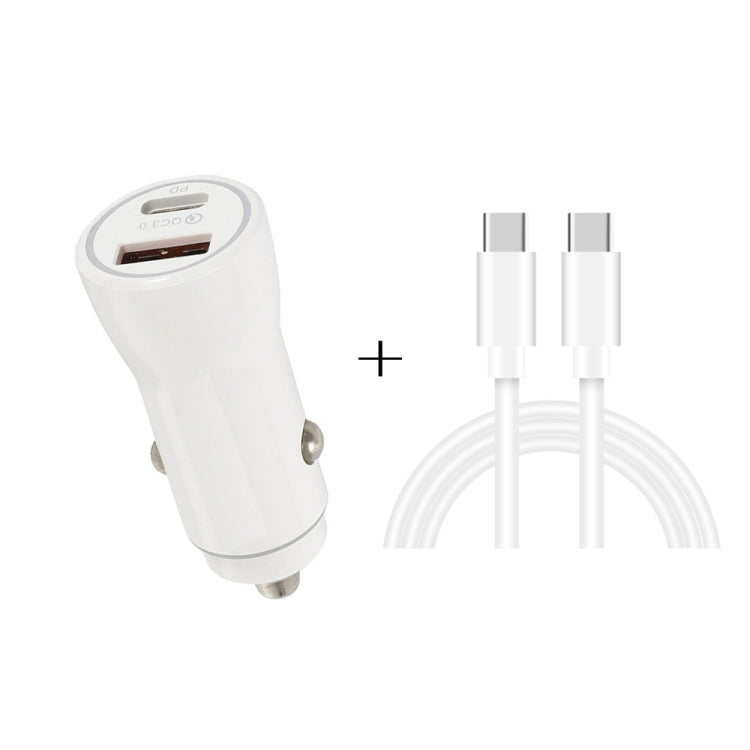 P21 PD 20W USB-C / Type-C + QC3.0 18W USB Fast Car Charger with USB-C / Type-C to USB-C / Type-C Data Cable Set