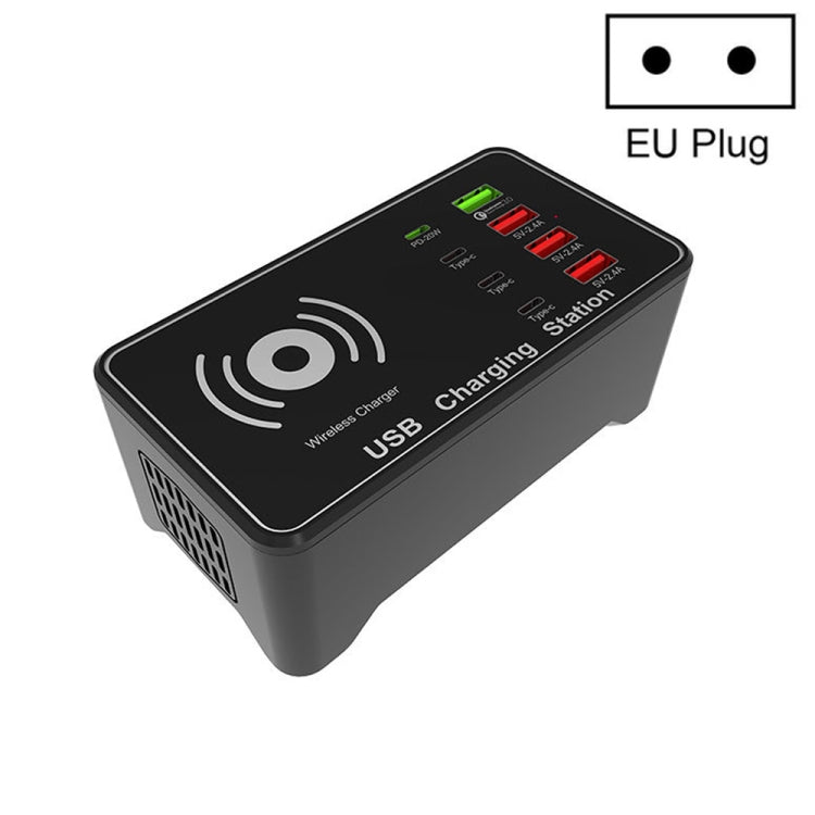 A7 High-power 100W 4 x PD 20W + QC3.0 USB Charger +15W Qi Wireless Charger Multi-port Smart Charger Station Reluova