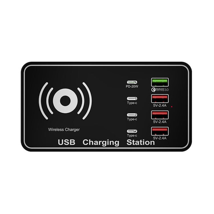 A7 Hochleistungs-100-W-4 x PD 20 W + QC3.0-USB-Ladegerät + 15-W-Qi-Wireless-Ladegerät Smart-Ladestation mit mehreren Anschlüssen