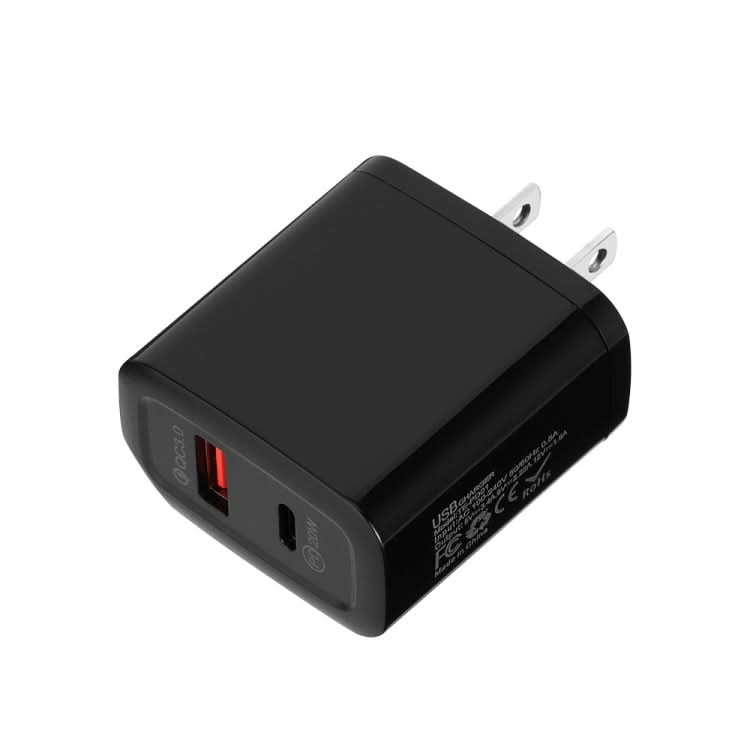 TE-PD01 PD 20W + QC3.0 USB Dual Ports Quick Charger with Indicator Light, US Plug