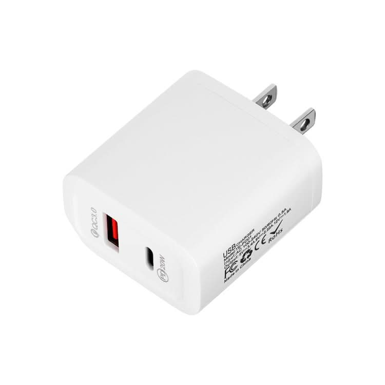 TE-PD01 PD 20W + QC3.0 USB Dual Ports Quick Charger with Indicator Light, US Plug