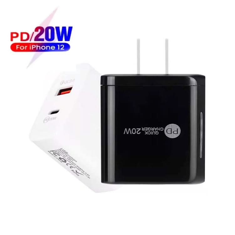 TE-PD01 PD 20W + QC3.0 USB Dual Ports Quick Charger with Indicator Light, US Plug