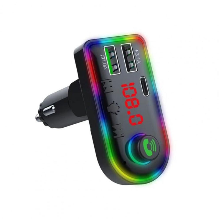 F8 Car FM Transmitter Colorful Light Type-C Car MP3 Player ÎҵÄÉ̵ê