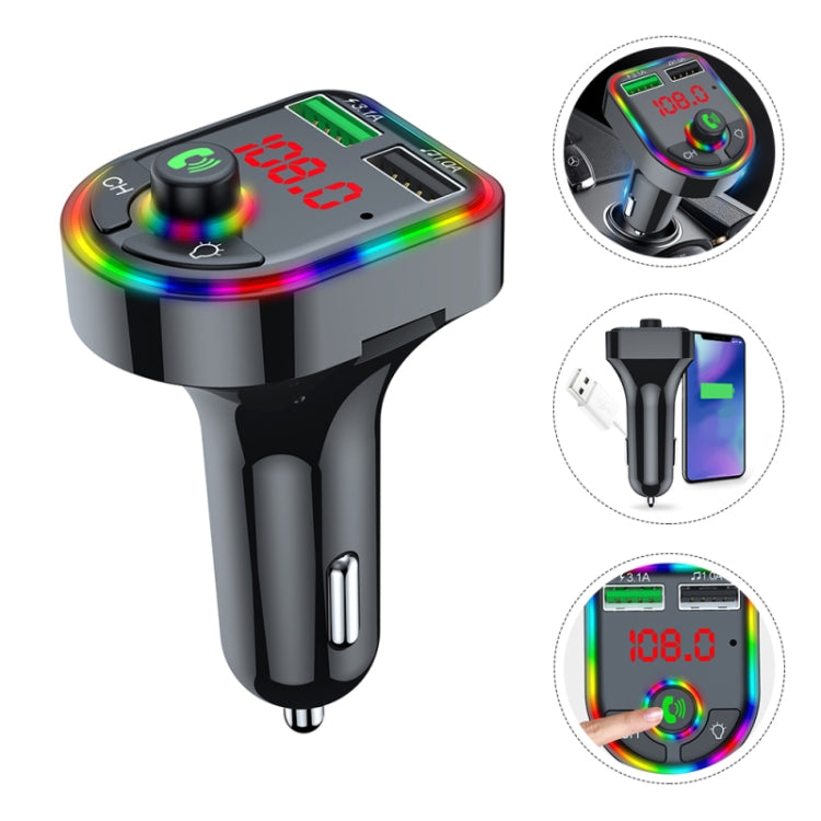 F6 Car FM Transmitter Colorful Breathing Atmosphere Lamp  MP3 Player Charger ÎҵÄÉ̵ê