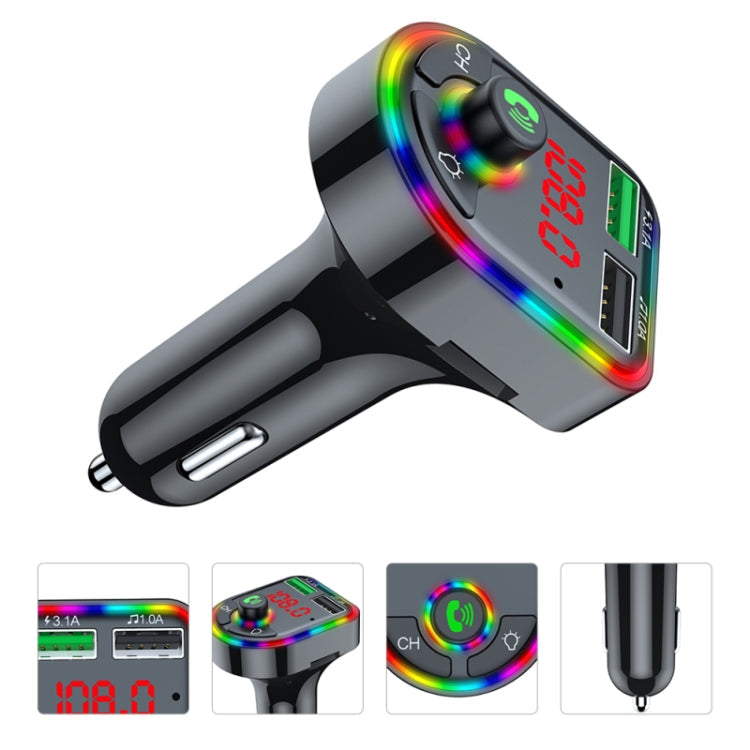 F6 Car FM Transmitter Colorful Breathing Atmosphere Lamp  MP3 Player Charger ÎҵÄÉ̵ê