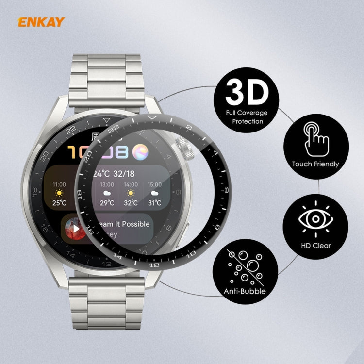 For Huawei WATCH 3 Pro 48mm ENKAY Hat-Prince 3D Full Coverage Soft PC Edge + PMMA HD Screen Protector Film