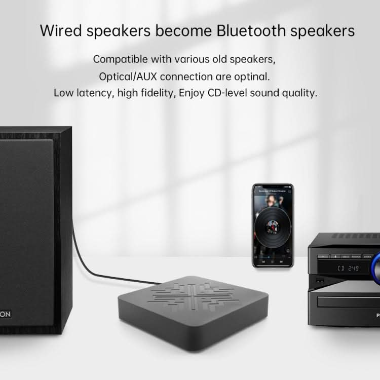 Q3 HiFi Wireless Bluetooth Digital Audio Receiver Support AUX 3.5mm / Optical Fiber / USB Output