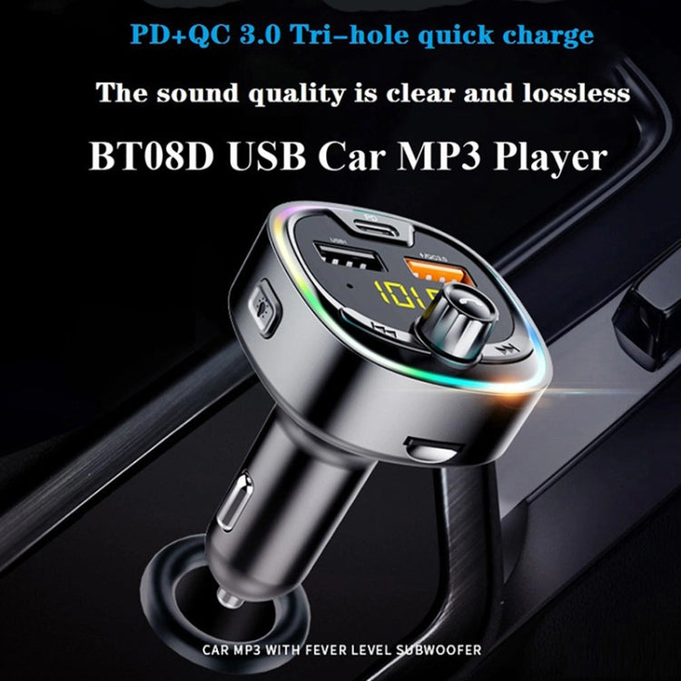 BT08D FM Transmitter Hands-free Car Kit MP3 Audio Player with QC3.0 + PD18W 5A Auto Fast Charger FM Modulator ÎҵÄÉ̵ê