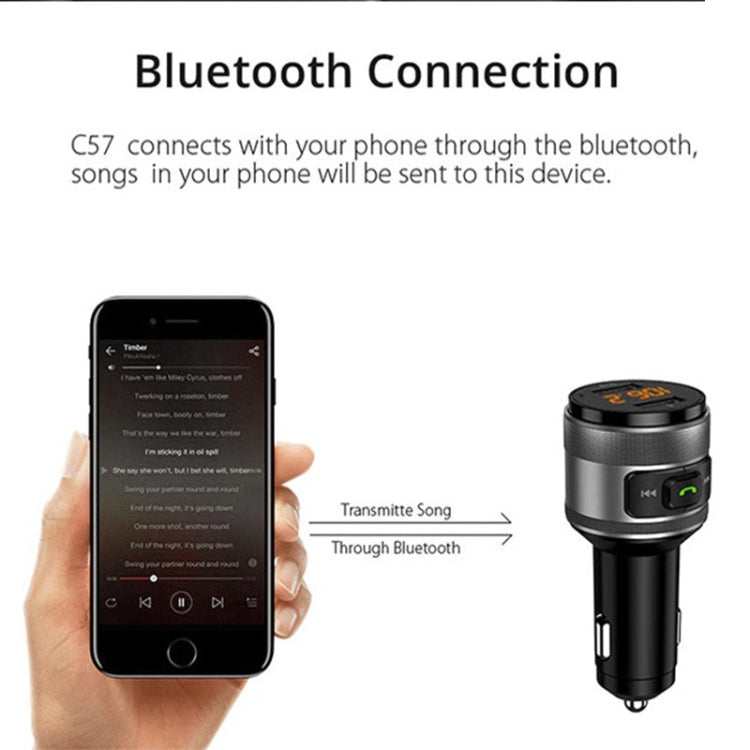 C57 QC3.0 Wireless FM Transmitter Fast Car Charger Bluetooth 5.0 Hands-free Car Modulator USB Flash Memory MP3 Player ÎҵÄÉ̵ê