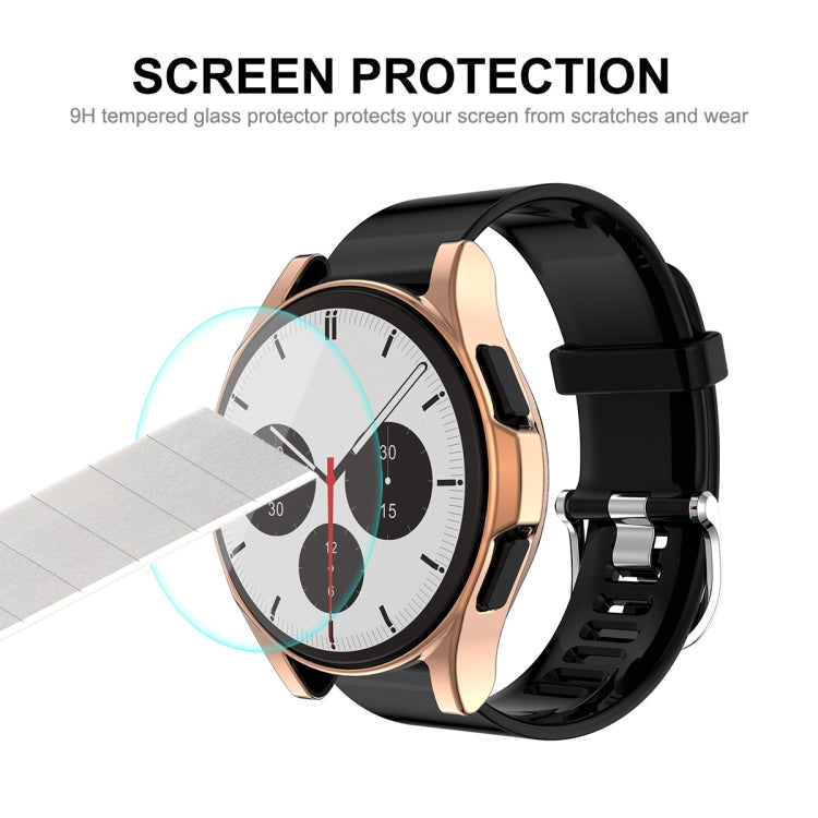 ENKAY For Samsung Galaxy Watch4 Classic 42mm ENKAY Hat-Prince Full Coverage Electroplate Soft Case TPU HD Clear Cover + Tempered Glass Protector