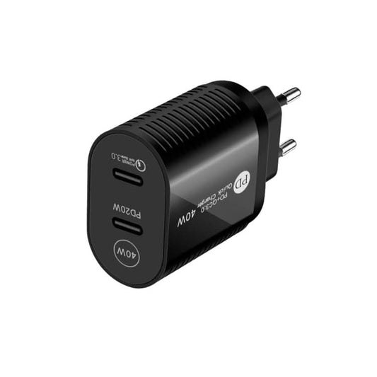 40W Dual Port PD / Type-C Fast Charger for iPhone / iPad Series, EU Plug