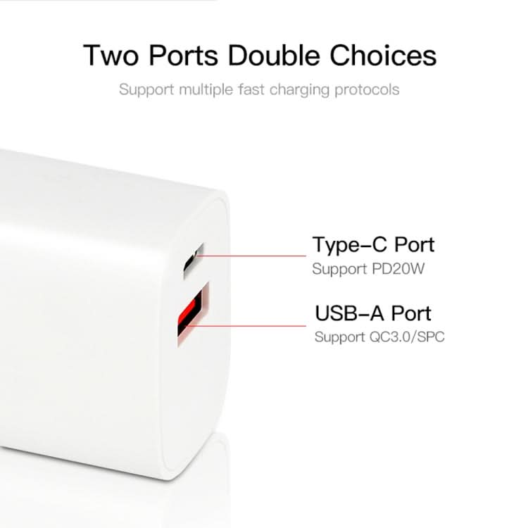 CS-20W Mini Portable PD3.0 + QC3.0 Dual Ports Fast Charger