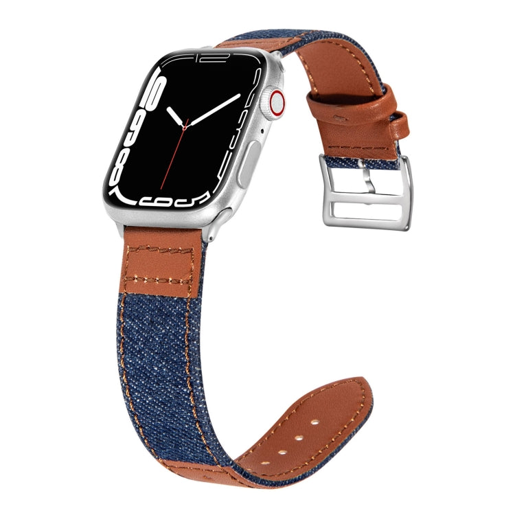 Denim Fit Leather Replacement Watch Strap For Apple Watch Series