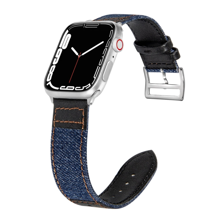 Denim Fit Leather Replacement Watch Strap For Apple Watch Series