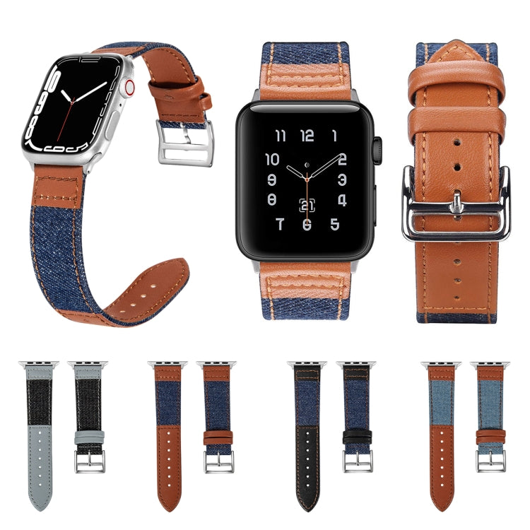 Denim Fit Leather Replacement Watch Strap For Apple Watch Series