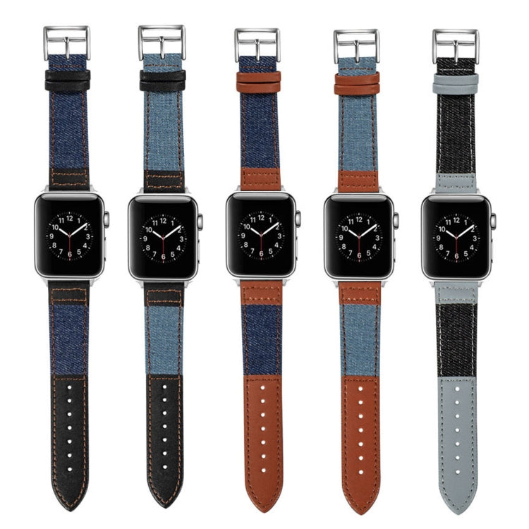 Denim Fit Leather Replacement Watch Strap For Apple Watch Series