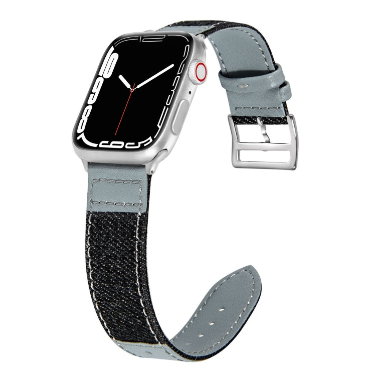 Denim Fit Leather Replacement Watch Strap For Apple Watch Series