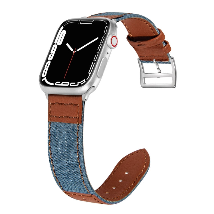 Denim Fit Leather Replacement Watch Strap For Apple Watch Series