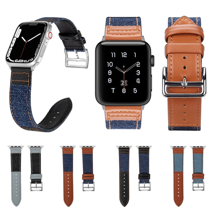 Denim Fit Leather Replacement Watch Strap For Apple Watch Series