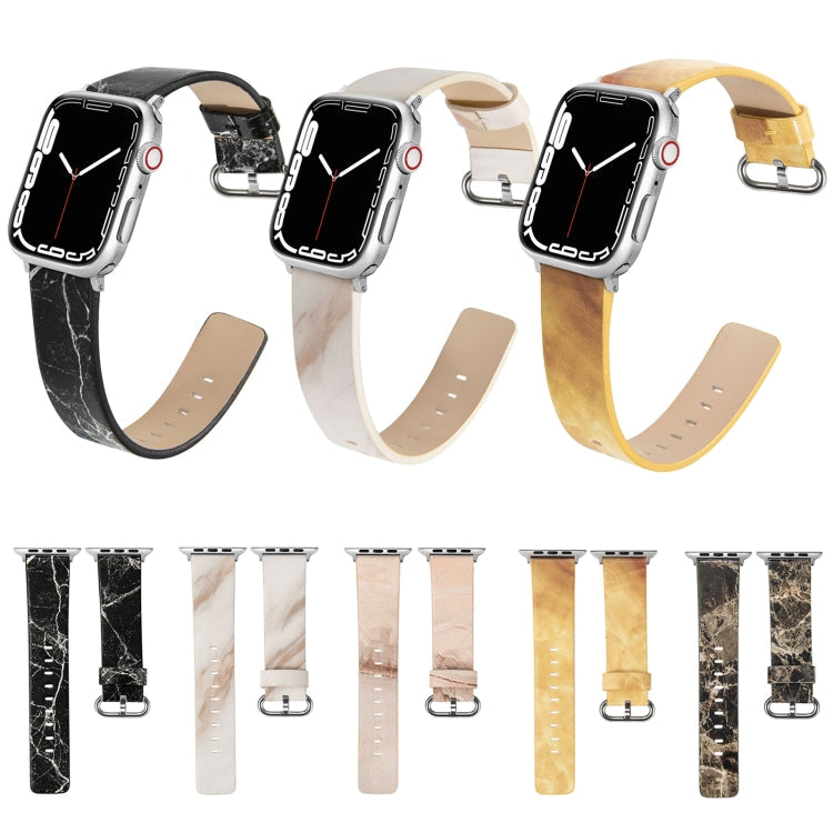 Marbled Leather Strap For Apple Watch Series