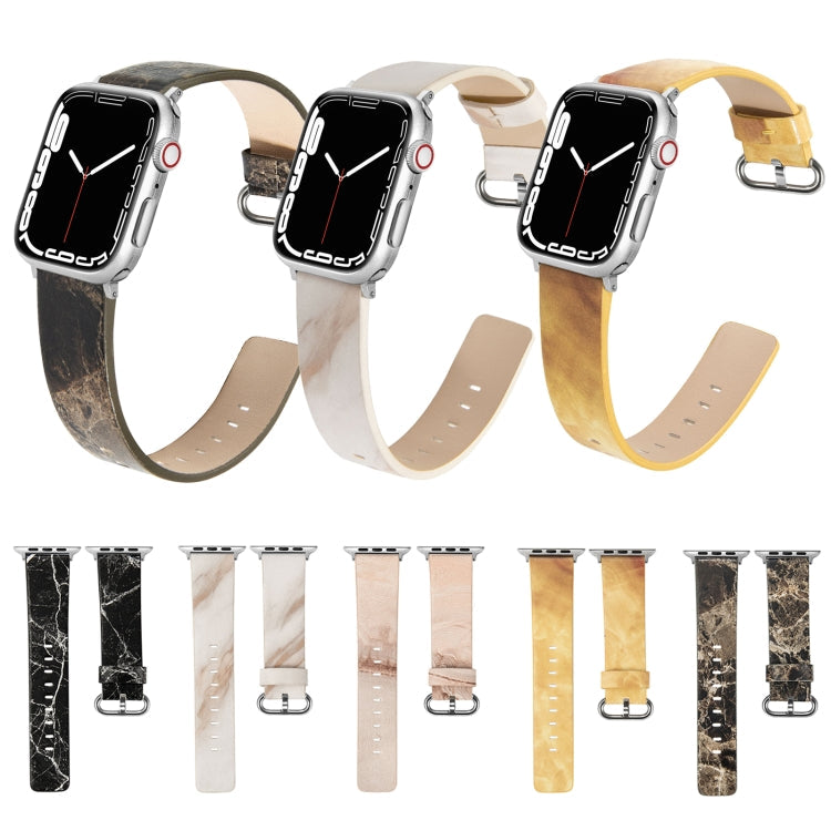 Marbled Leather Strap For Apple Watch Series