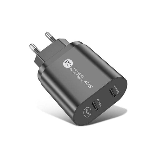 002 40W Dual Port PD / Type-C Fast Charger for iPhone / iPad Series, EU Plug