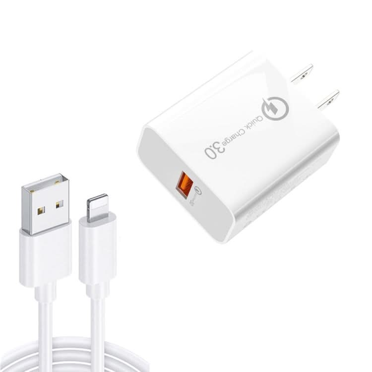 APD-2003 18W QC3.0 Single Port USB Charger with 1m USB to 8 Pin Data Cable