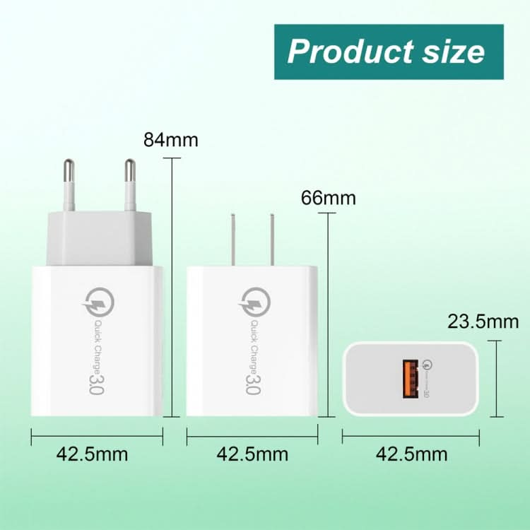 APD-2003 18W QC3.0 Single Port USB Charger with 1m USB to 8 Pin Data Cable