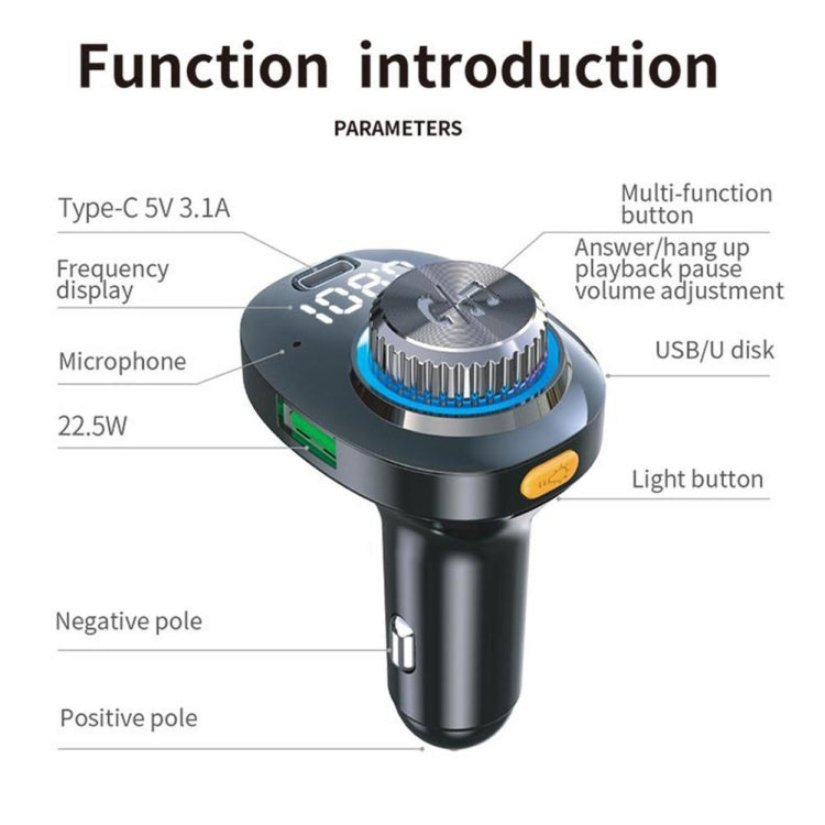 C18 Car Audio Receiver 3.1A Quick Charge USB Device BT 5.0 Color LED Backlight FM Transmitter ÎҵÄÉ̵ê